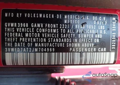 2018 Volkswagen Beetle 2.0T Coast/2.0T S z USA, uszkodzony, nr VIN 3VWFD7AT2JM704969